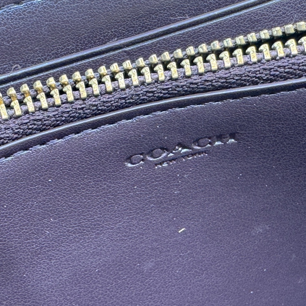 Coach Zip Around Monogram Coated Canvas Leather Brown  Wallet - Picture 8 of 10